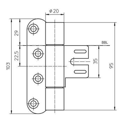 Objektband VARIANT VN 8939/100 STA m.vern.100kg 20mm DIN L gef.Tür
