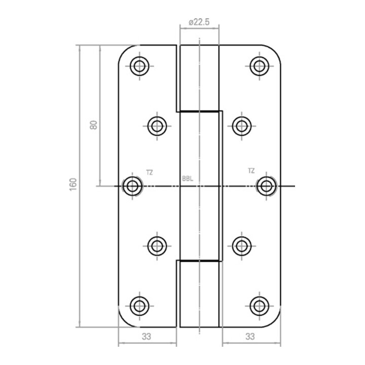Objektband VN 2929/160 Bandlänge 160mm Trgf.160kg Stahl matt vernickelt