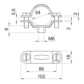 OBO Bettermann Abstandschelle 2900 M6 49-55 G mit Gewindeanschluss