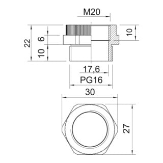 OBO Bettermann Adapter PG - M PG16-M20 lichtgrau 107 ADA