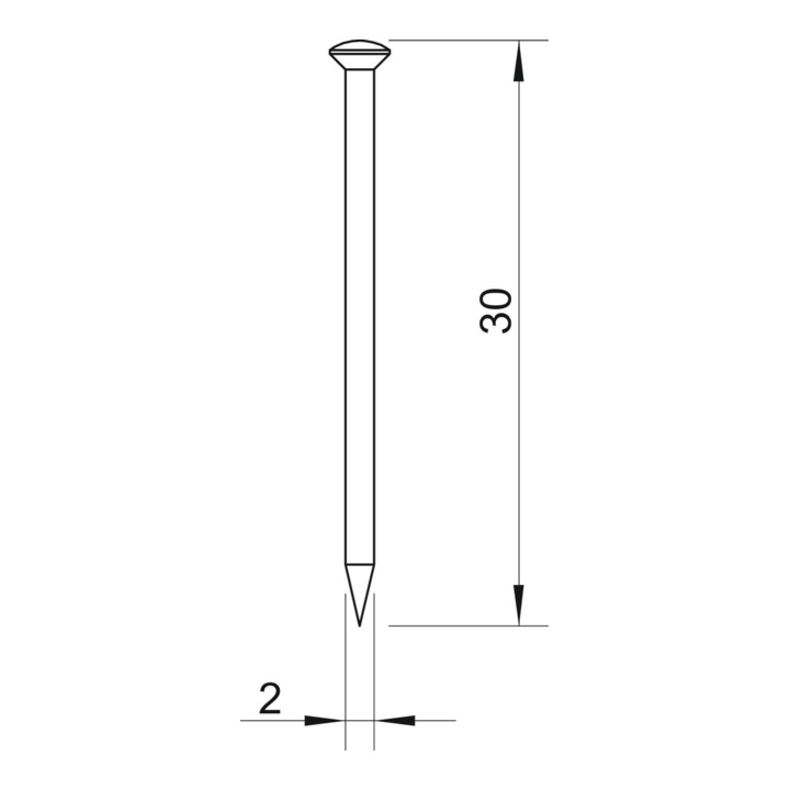 OBO Bettermann Aiguille en acier trempé 2×30 mm acier brut 362 30 BK