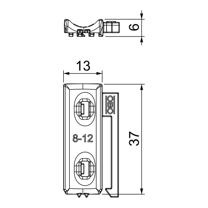 OBO Bettermann Bac universel Vertr combiné pour double bac 2058UW 12 LGR