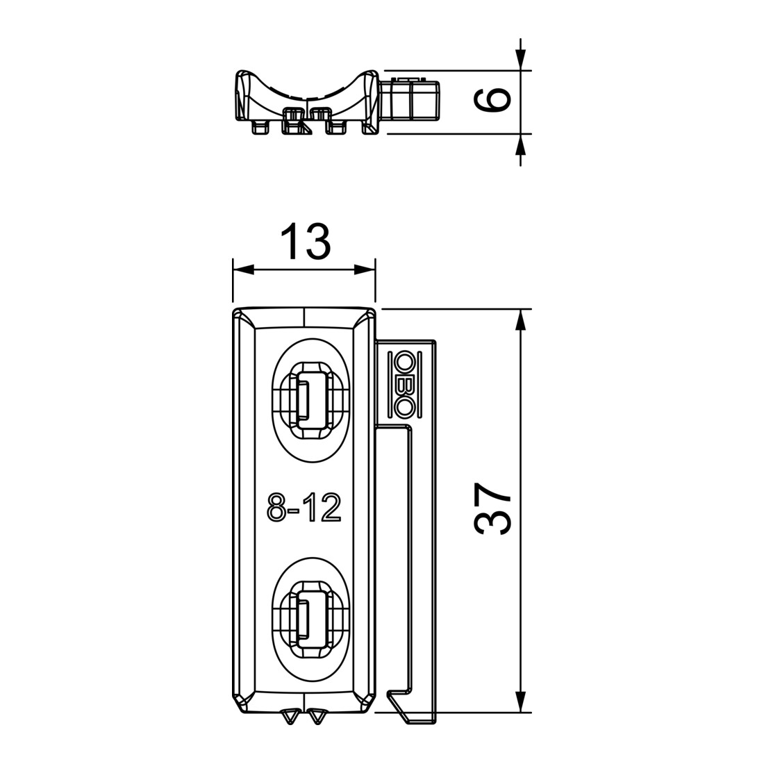 OBO Bettermann Bac universel Vertr combiné pour double bac 2058UW 12 LGR