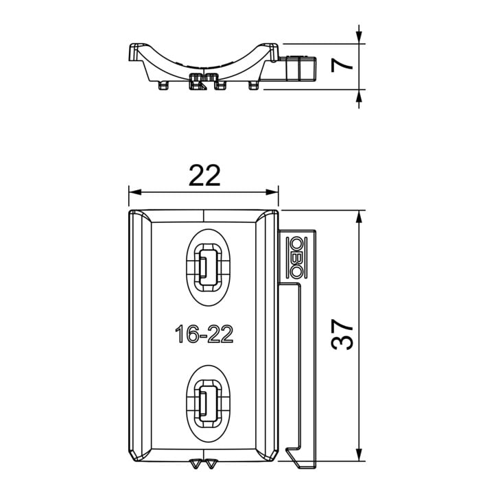 OBO Bettermann Bac universel Vertr combiné pour double bac 2058UW 22 LGR