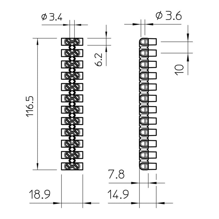 OBO Bettermann Bloc de connexion série Vertr 6 mm² 74 CE WS/EKL 1 S