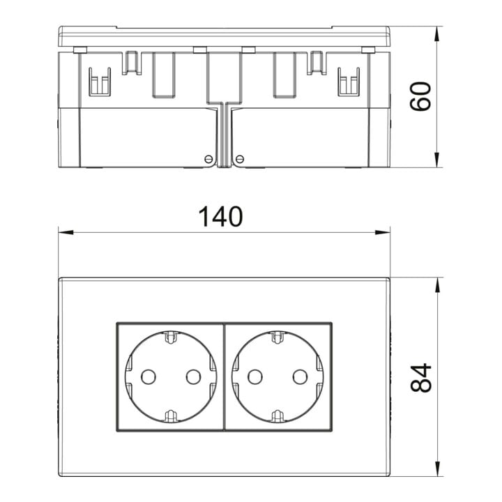 OBO Bettermann Bloc prise 2x 84×140×59 rws SDE-RW D0RW2