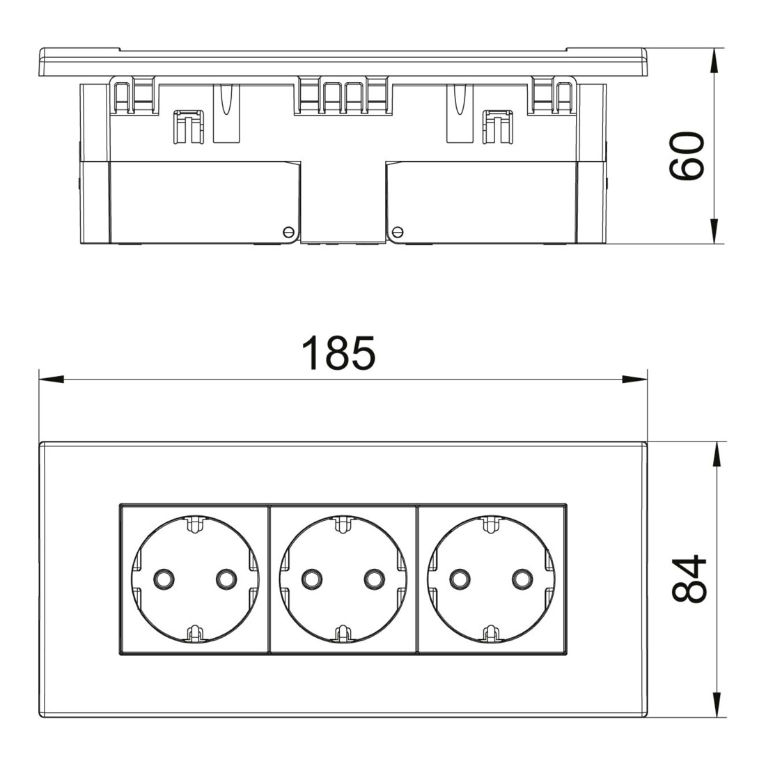 OBO Bettermann Bloc prise 3x 84×185×59 mm rws SDE-RW D0RW3
