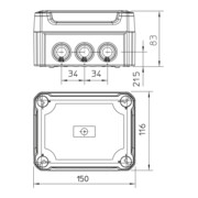 OBO Bettermann Boîte de dérivation câble clair gris, avec couvercle T 100 HD LGR-4