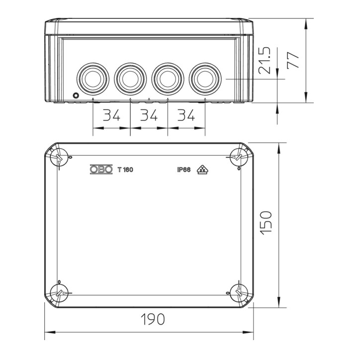 OBO Bettermann Boîte de dérivation pour câbles Vertr T 160