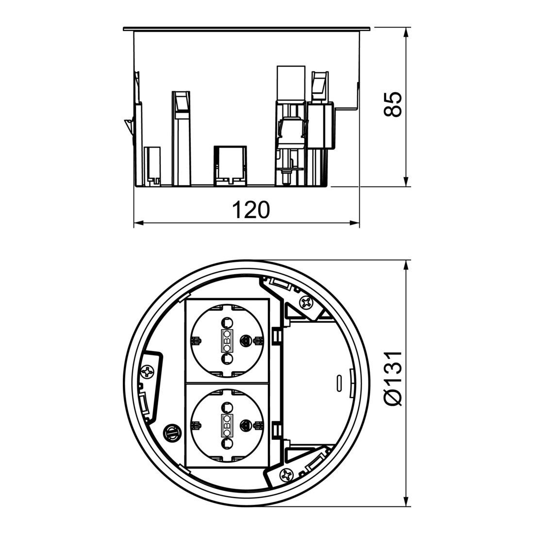 OBO Bettermann Boîte d'installation Vertr GES R2 2x VDE MT