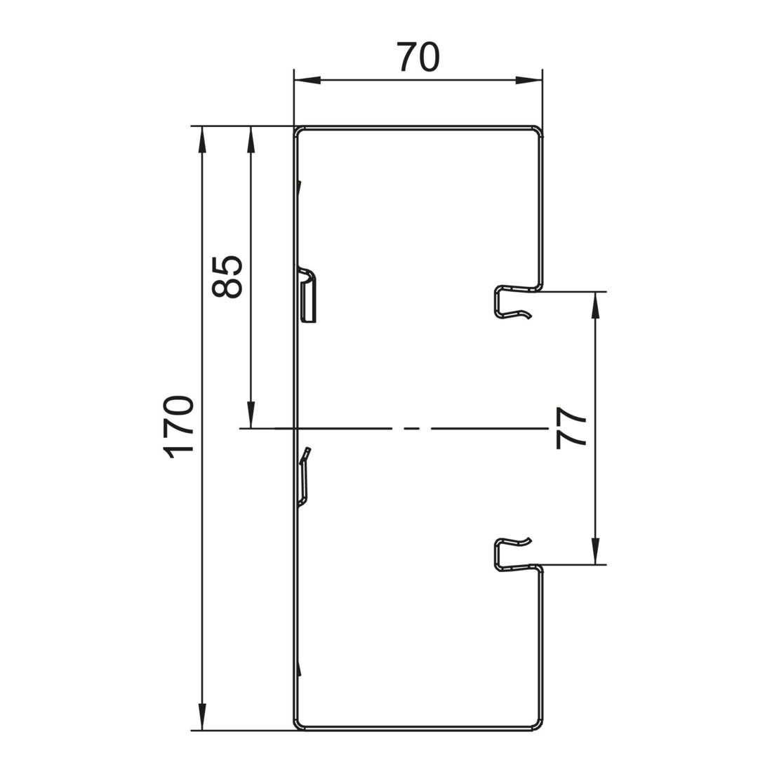 OBO Bettermann Canal d'installation d'appareils symétrique GS-S70170RW sans OT