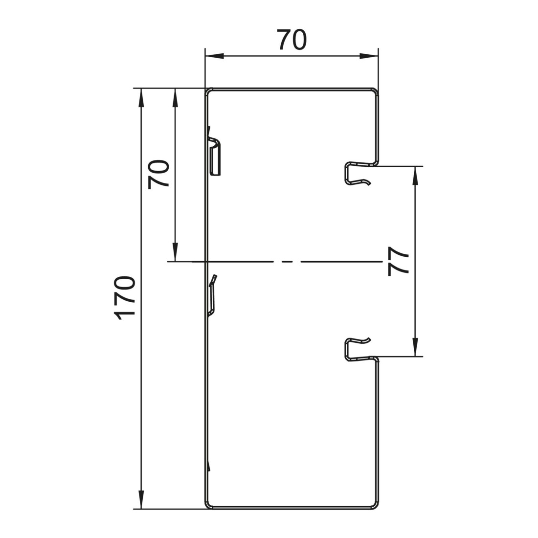 OBO Bettermann Canal d'installation d'appareils Vertr sans OT 70 × 170 × 2000, acier galvanisé GS-A70170RW