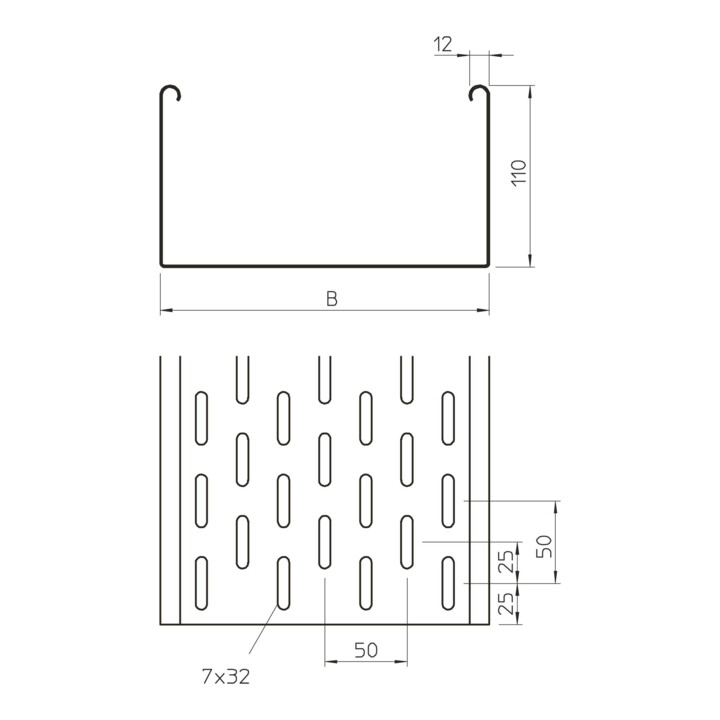 OBO Bettermann Chemin de câbles Vertr 110×100 mm SKS 110 FS