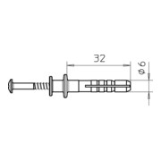 OBO Bettermann Cheville à double bride 6x40mm 910 DF 6x35-4