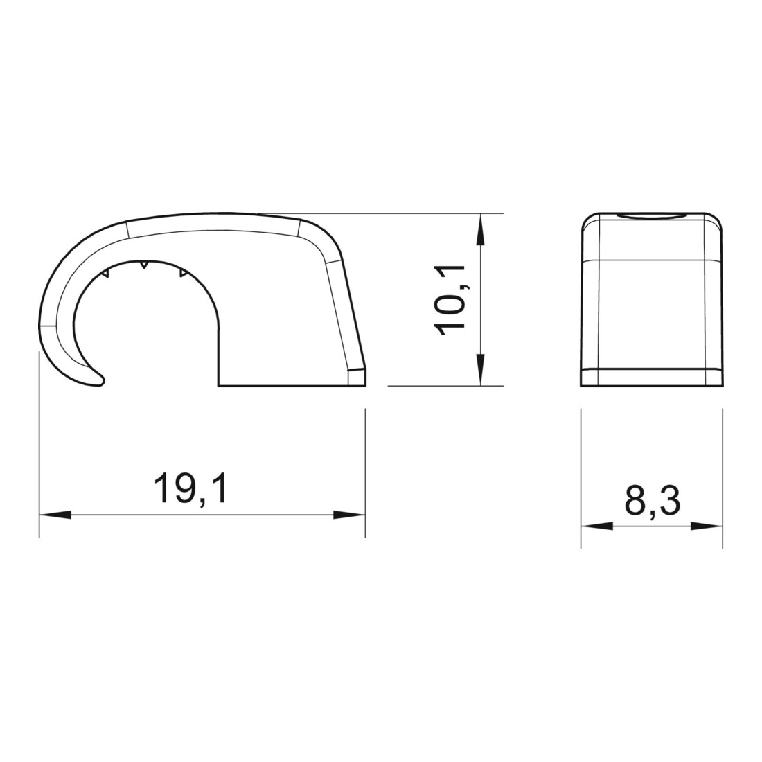 OBO Bettermann Clip adhésif sans clou 7-12 mm, PP, lgr 4040