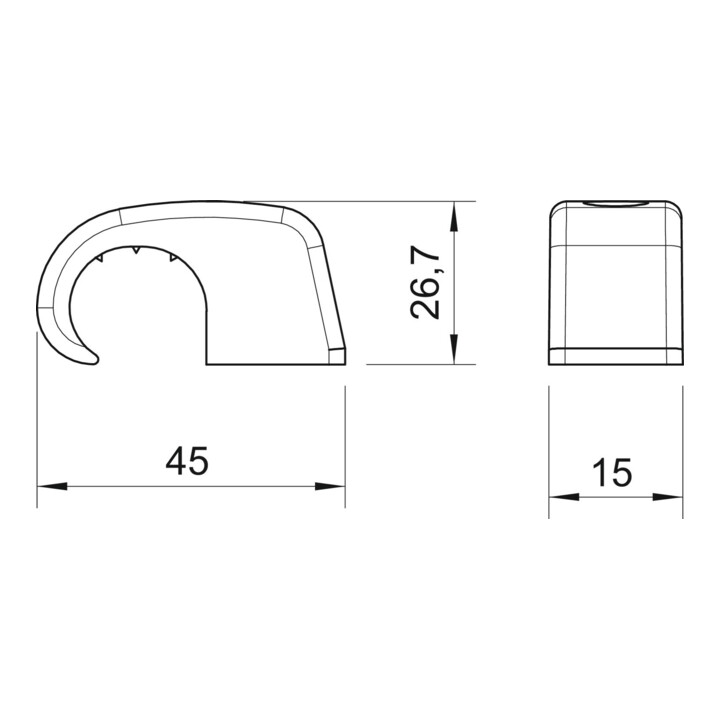 OBO Bettermann Clip adhésif Vertr sans clou 21-25 mm, PP, lgr 4044