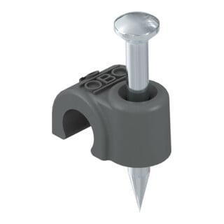 OBO Bettermann Clip de fixation ISO clou 10 mm, L25, noir profond 2010 25 SW