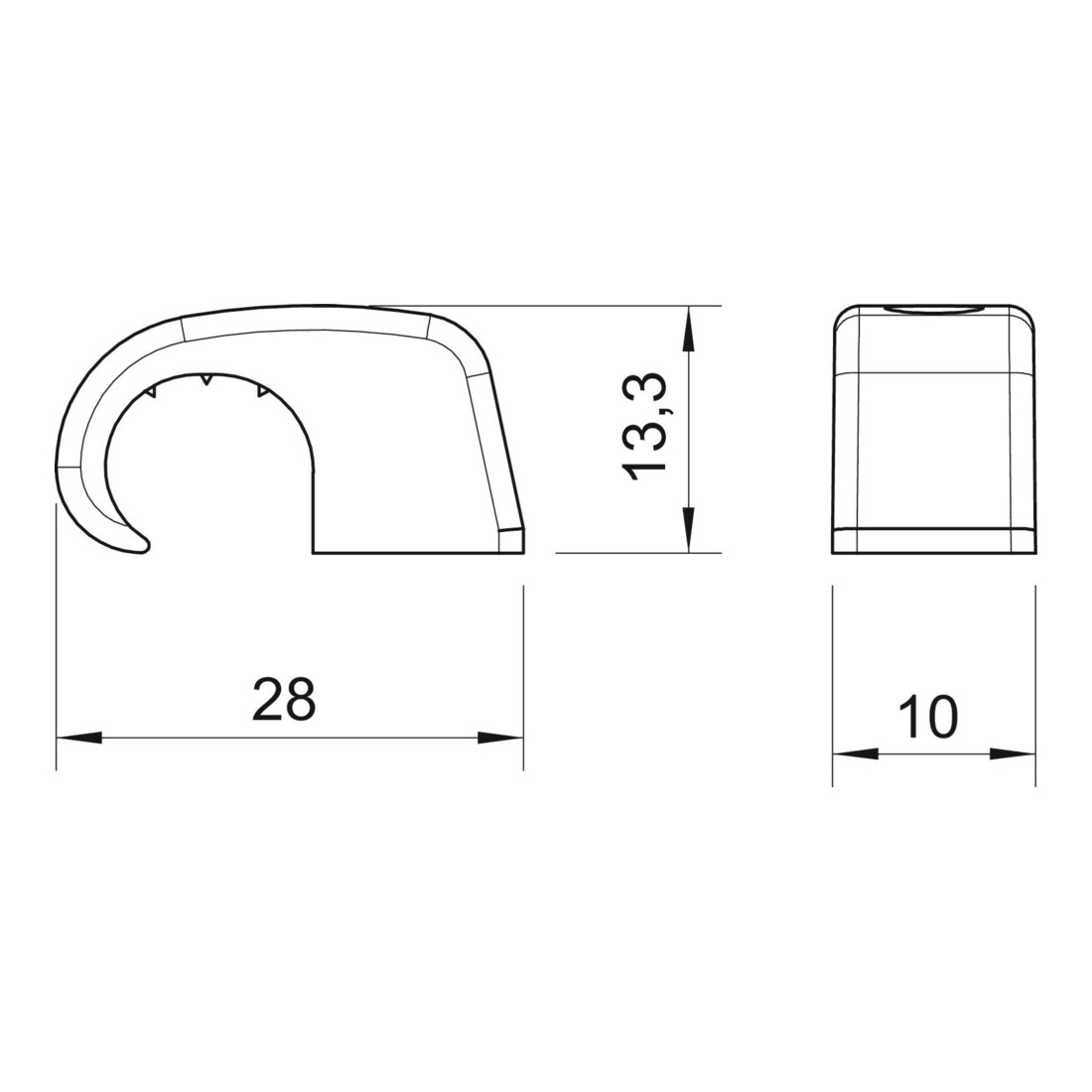OBO Bettermann Clip de fixation sans clou 10-14 mm, PP, lgr 4041