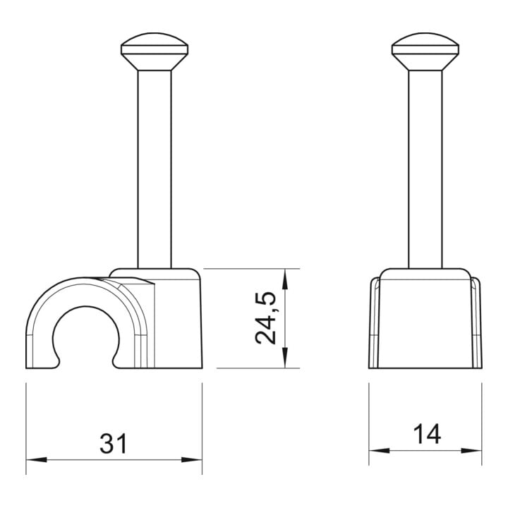 OBO Bettermann Clip isolant pour clou 20 mm 2020 40 LGR