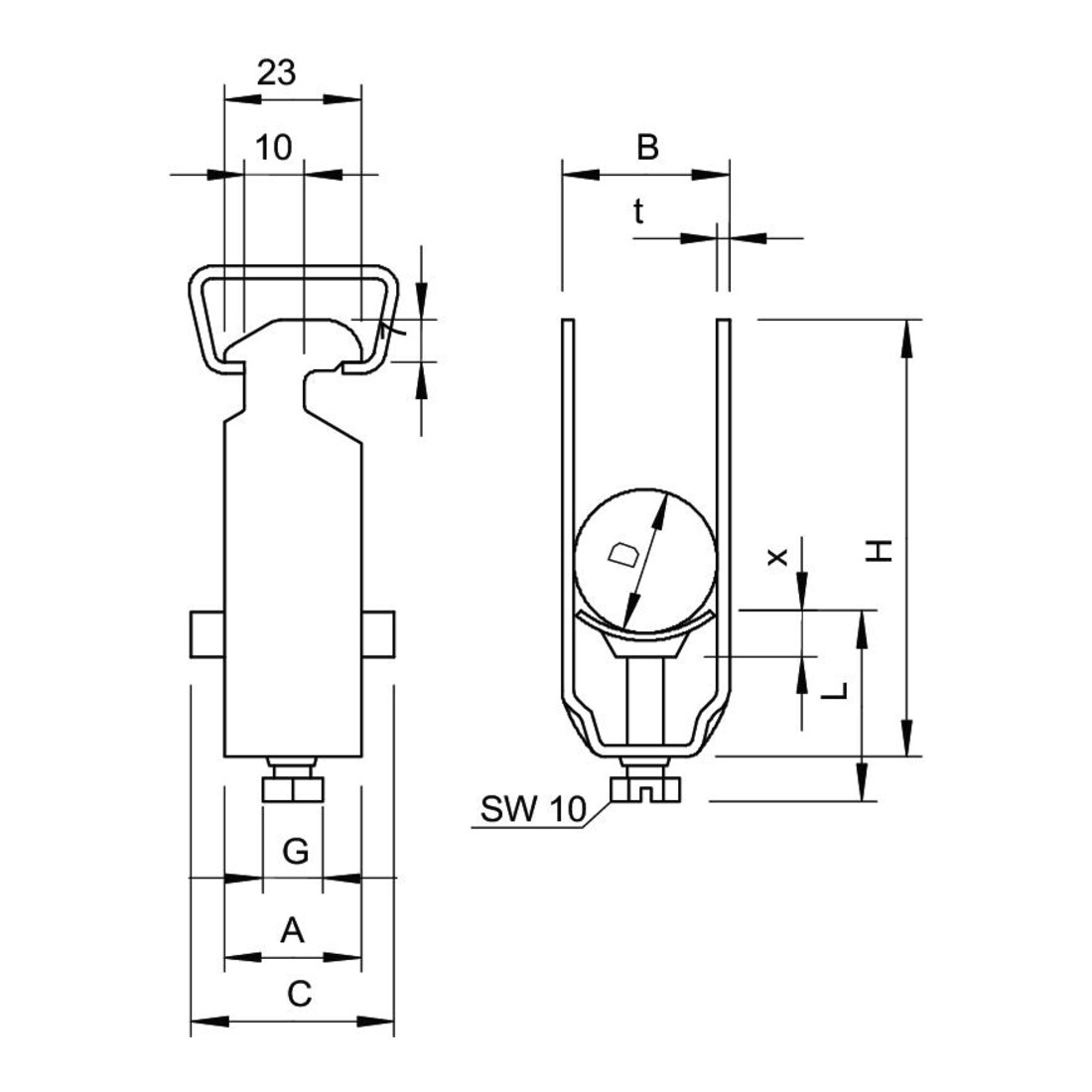 OBO Bettermann Collier à bride BBS pour 1 câble 2056 28 FT