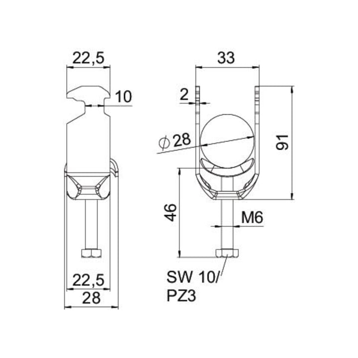 OBO Bettermann Collier à étrier BS-H2-M-28 2-28mm