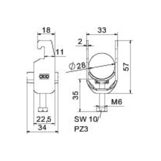 OBO Bettermann Collier à étrier BS-U1-K-28 22-28 mm