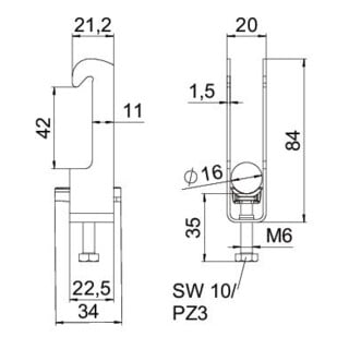 OBO Bettermann Collier à étrier BS-W1-K-16 pour 12-16 mm