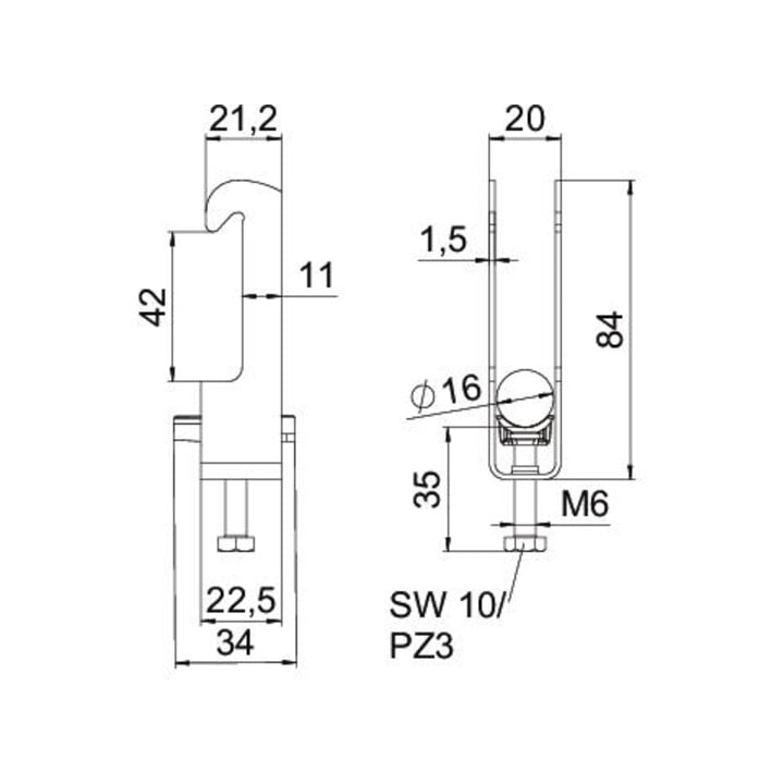 OBO Bettermann Collier à étrier BS-W1-K-16 pour 12-16 mm