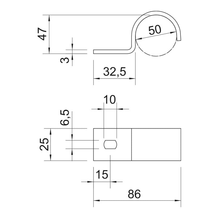 OBO Bettermann Collier de fixation 822 50 mm galvanisé à chaud