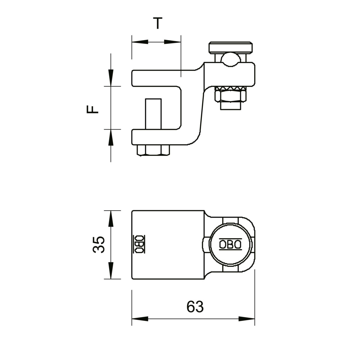 OBO Bettermann Collier de fixation à contact fixe Vertr 5004 DIN-FT 20