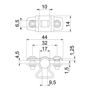 OBO Bettermann Collier de fixation ASL 733 17 FT 14-17 mm fente allongée