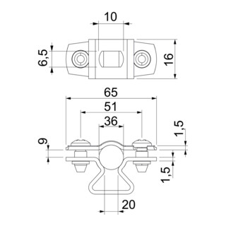 OBO Bettermann Collier de fixation ASL 733 30-36 mm ALU avec fente allongée