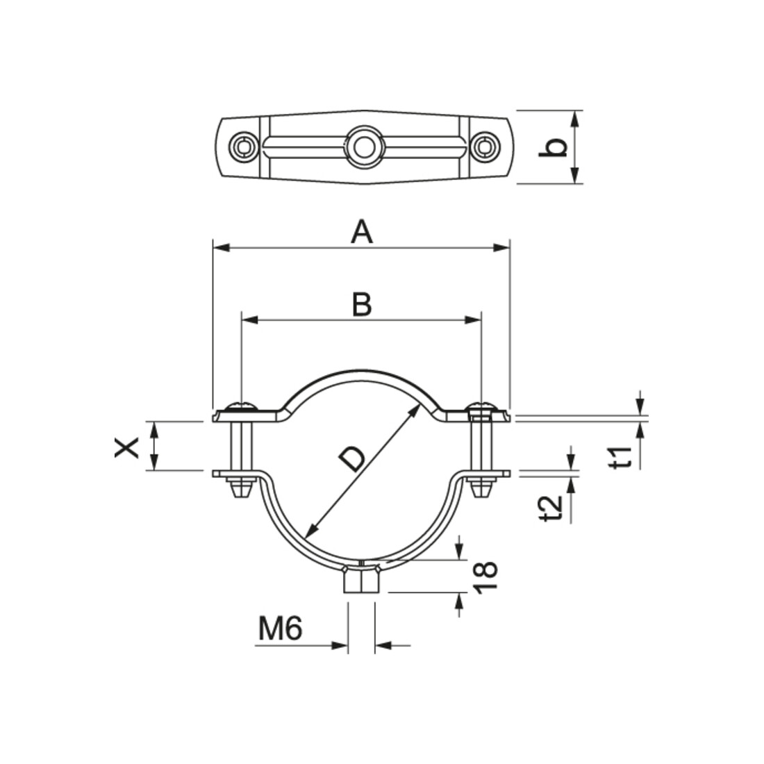 OBO Bettermann Collier de fixation avec raccord fileté ASG 732 36 G