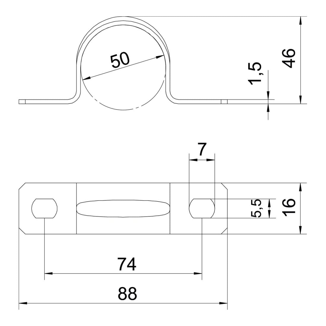 OBO Bettermann Collier de fixation galvanisé vz 605 50 G