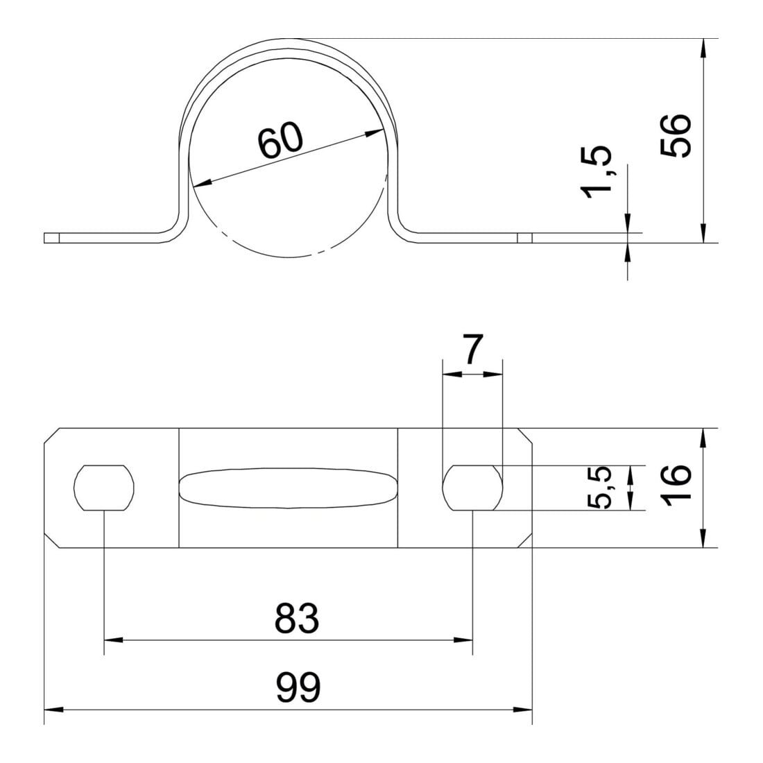 OBO Bettermann Collier de fixation galvanisé vz 605 60 G