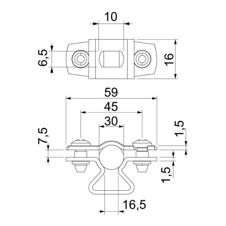 OBO Bettermann Collier de fixation réglable avec trou oblong 25-30mm ASL 733 30 G