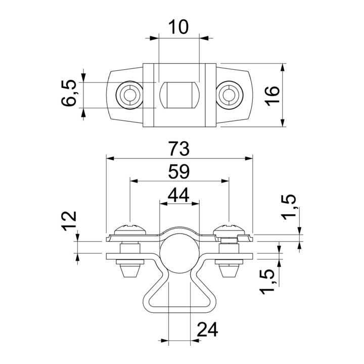 OBO Bettermann Collier de fixation réglable avec trou oblong 36-44mm ASL 733 44 A2