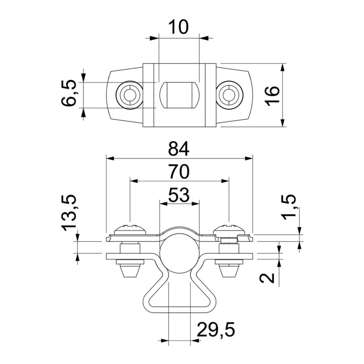 OBO Bettermann Collier de fixation réglable avec trou oblong 44-53 mm ASL 733 53 A2