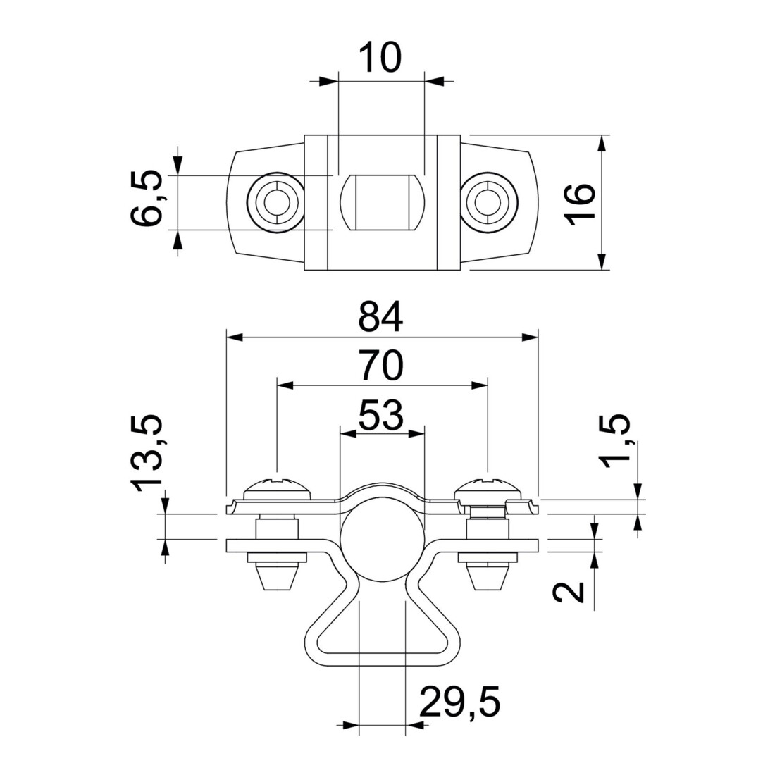 OBO Bettermann Collier de fixation réglable avec trou oblong 44-53 mm ASL 733 53 A2