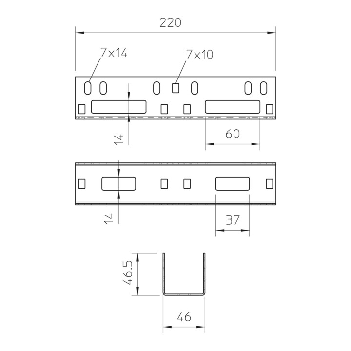 OBO Bettermann Connecteur longitudinal Vertr 45×45×220 mm VF AZK 50 FS