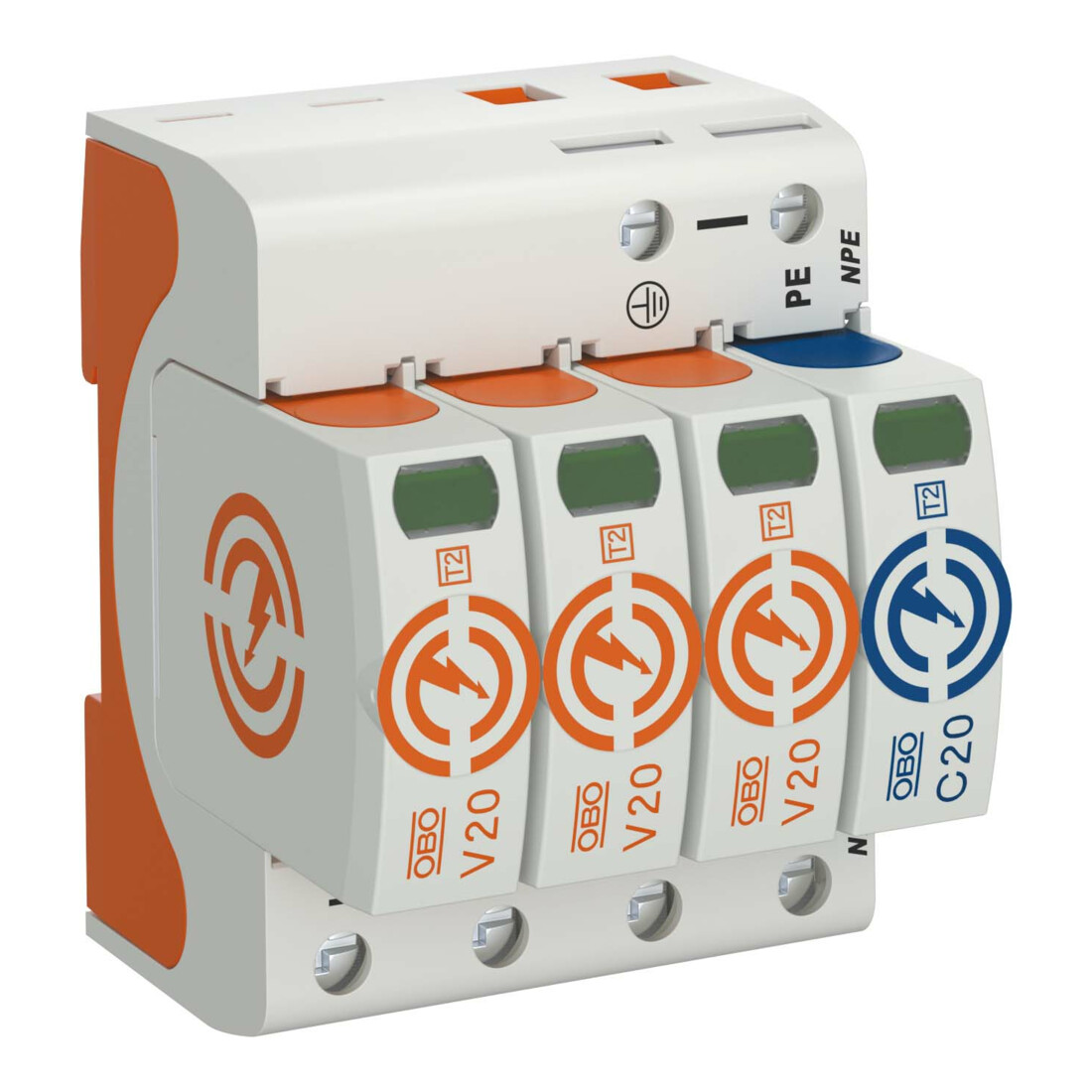 OBO Bettermann Contrôleur de surtension Vertr SurgeController V20 tripolaire avec NPE V20-3+NPE-280