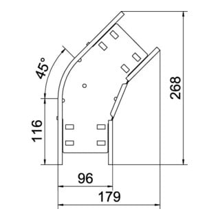 OBO Bettermann Coude 45 degrés 60 × 100 galvanisé RB 610 FS