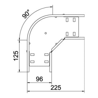 OBO Bettermann Coude 90 degrés 60 x 100 mm galvanisé à chaud RB 610 FS