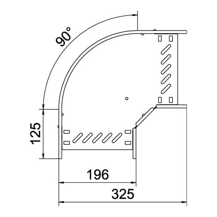 OBO Bettermann Coude 90 degrés 85 × 200 galvanisé à chaud RB 820 FS