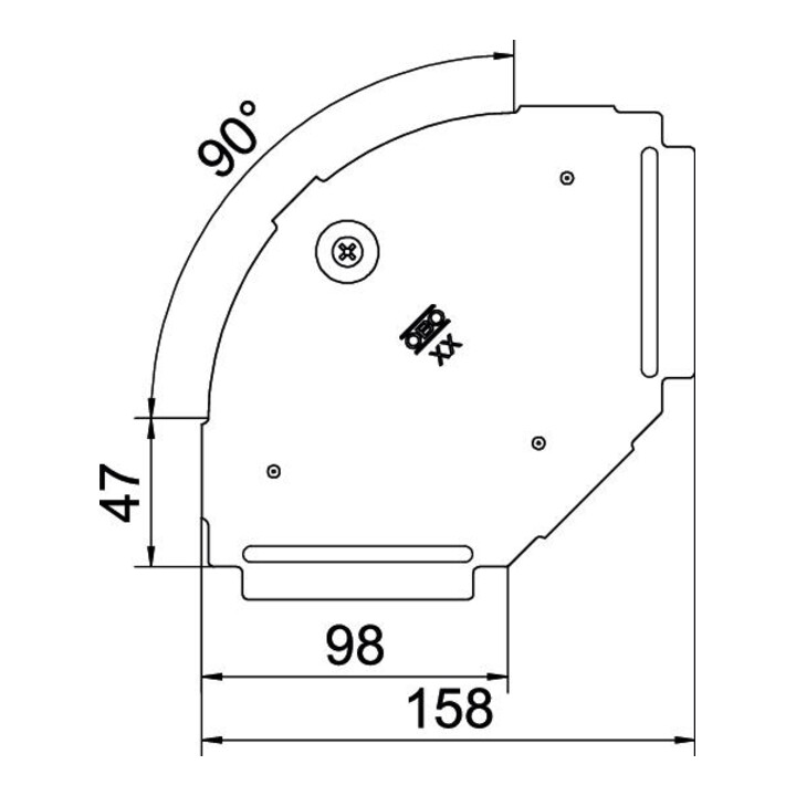 OBO Bettermann Couvercle coude 90 degrés B100 mm galvanisé à bande RBD 90 100 FS