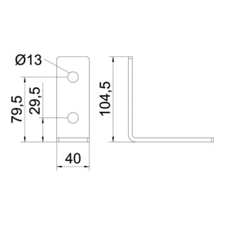 OBO Bettermann Équerre de liaison 90° 104 x 104 x 40 x 5 mm GMS 4 VW 90 FT