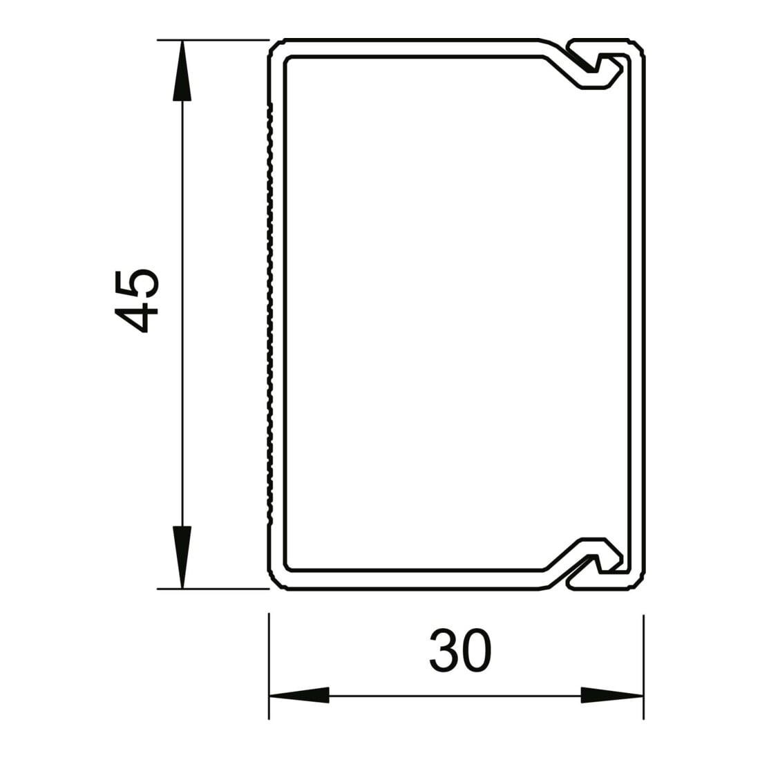 OBO Bettermann Goulotte murale et plafond 30 × 45 mm, PVC WDK30045RW