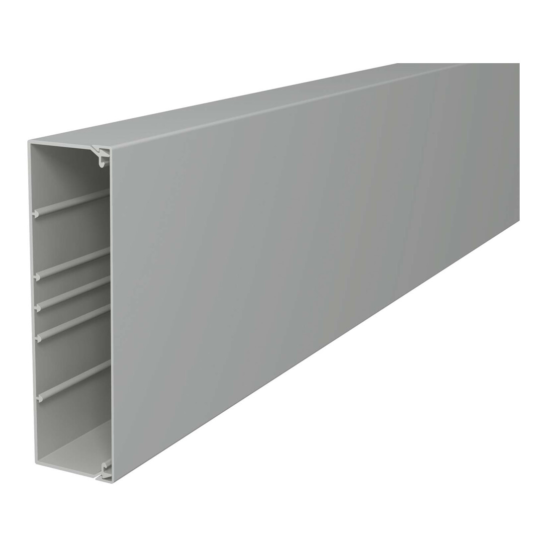 OBO Bettermann Goulotte murale et plafond avec couvercle 60 × 210 mm, PVC gris WDK60210GR perforée