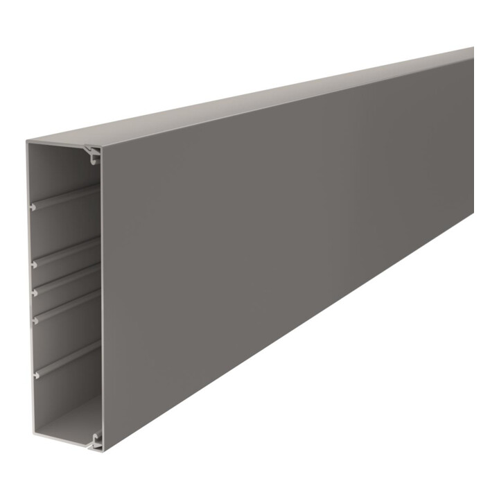 OBO Bettermann Goulotte murale et plafond avec couvercle 60 × 210 mm, PVC gris WDK60210GR perforée