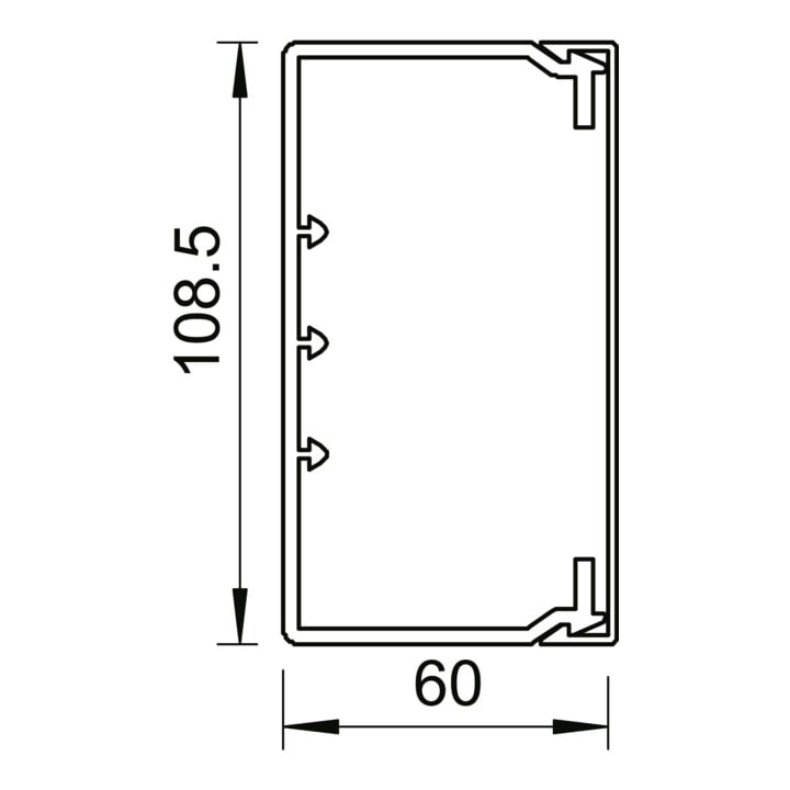 OBO Bettermann Goulotte murale et plafond avec couvercle 60×110 mm PVC gris WDK60110GR perforée